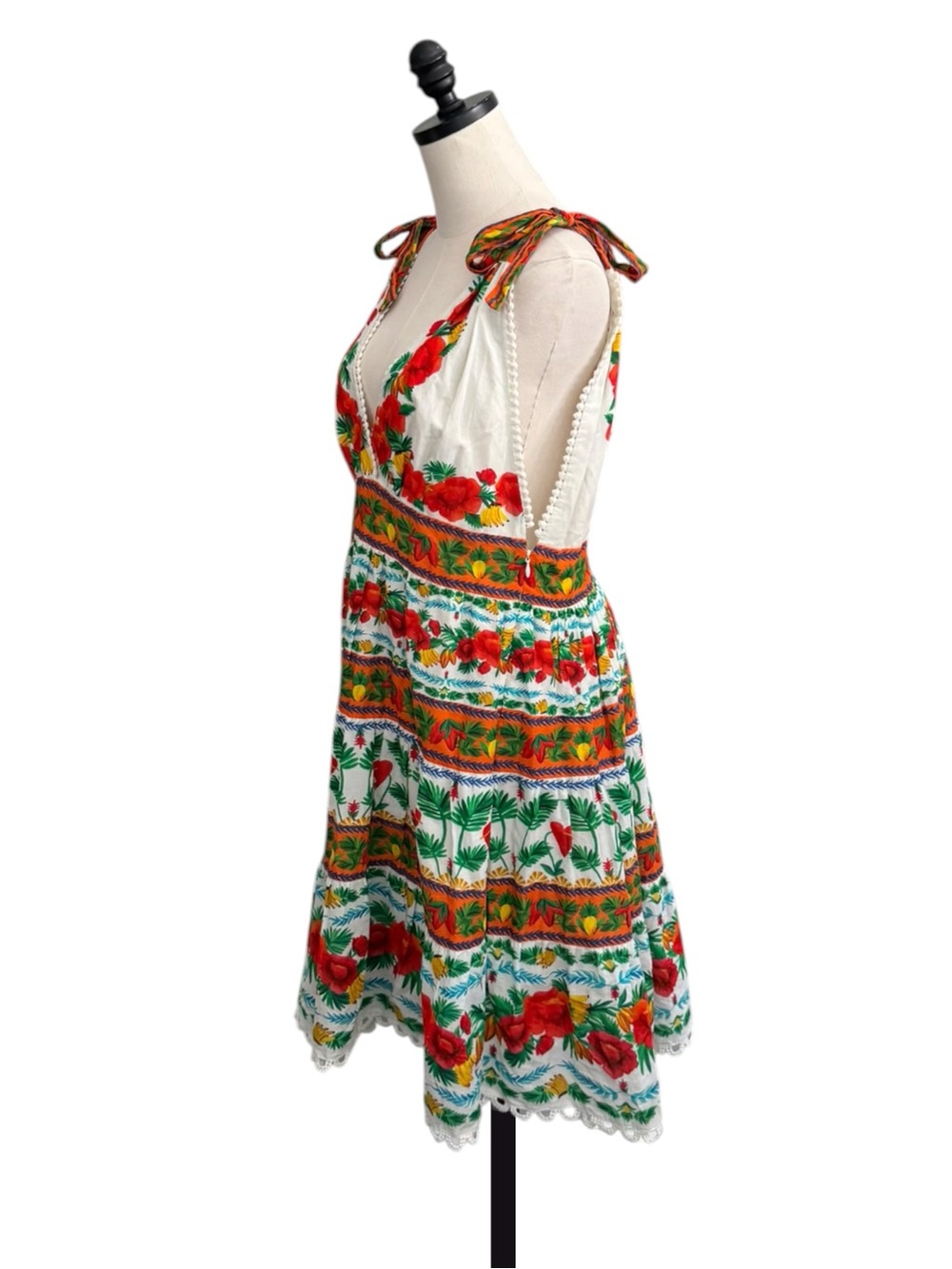 Farm Rio x Anthropologie V-Neck Tiered Mini Dress | LARGE - Picture 7 of 13
